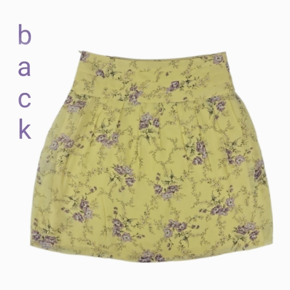 Silk Pastel Iced Yellow & Light Purple Retro Skirt Banana Republic - Picture 4 of 4